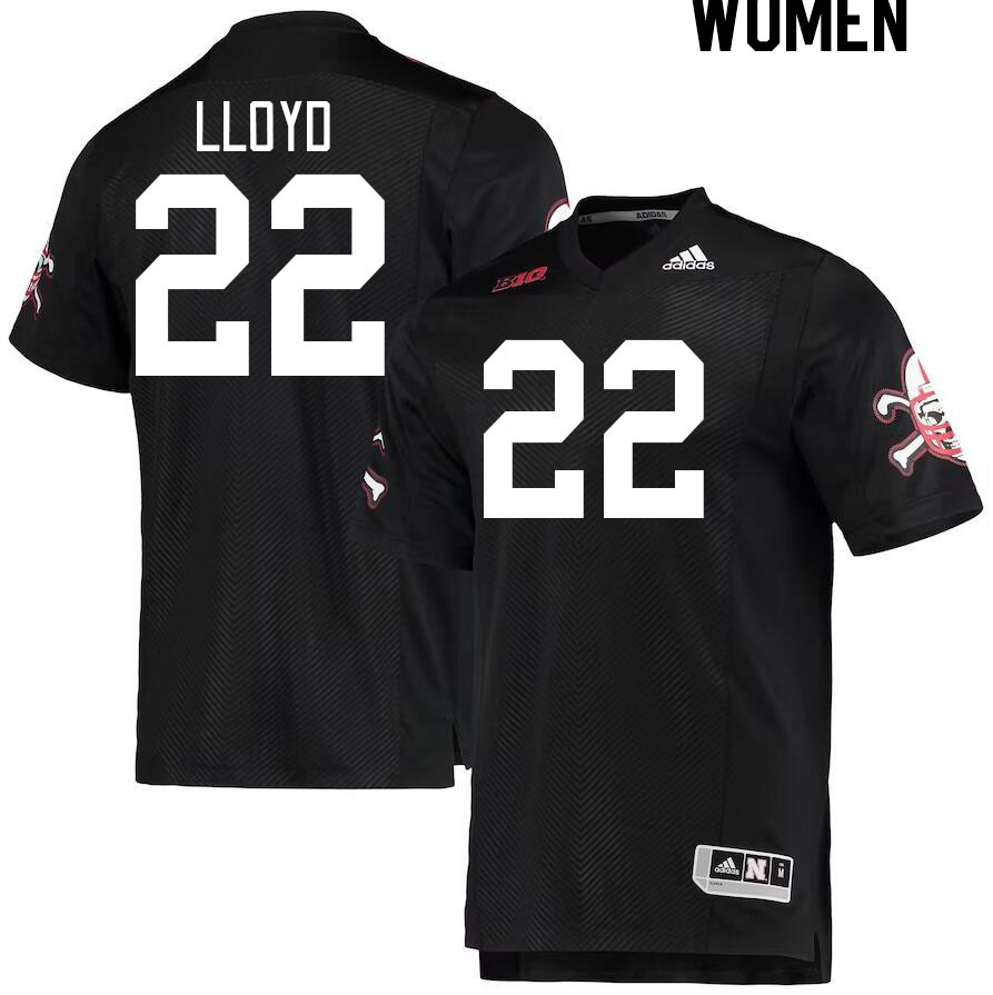 Women #22 Jaylen Lloyd Nebraska Cornhuskers College Football Jerseys Stitched Sale-Black